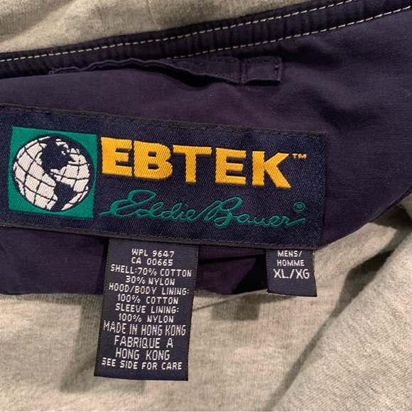 Vintage Eddie Bauer Ebtek Men’s Nylon Jersey Lined Hoodie Zip Up Jacket XL - Picture 8 of 8